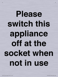 Please switch this appliance off at the socket when not in use